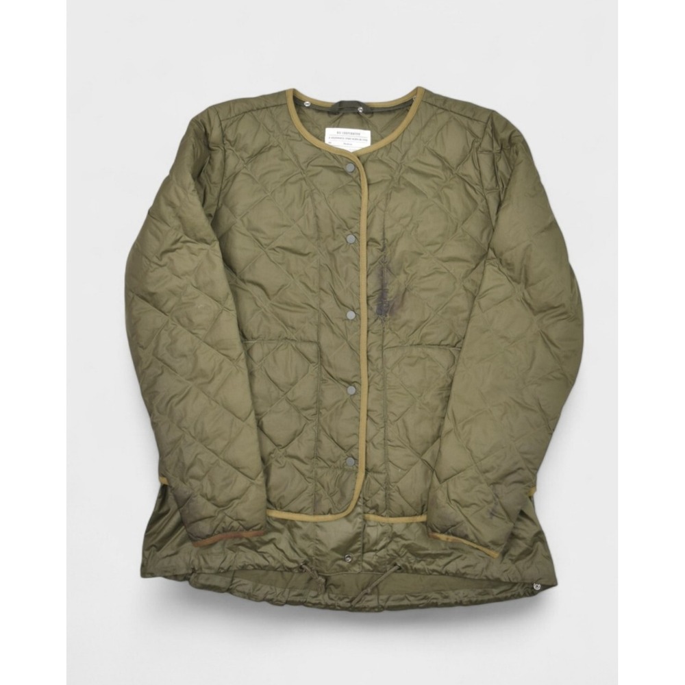 REI Jacket Women M Olive Military Quilted Liner Snap Button Goose Down Insulated